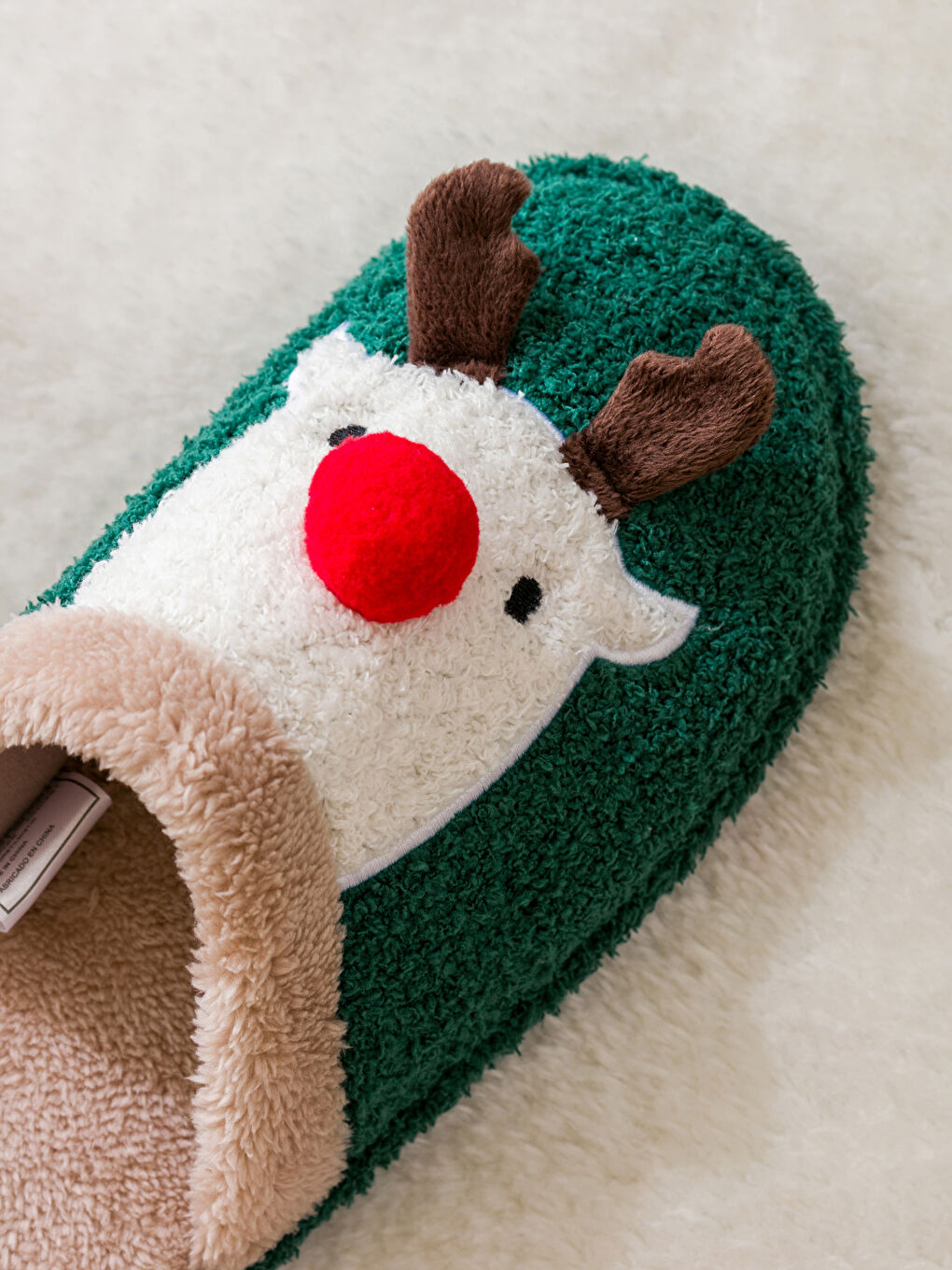 LCW STEPS Deer Appliqued Plush Men's Home Slippers -W4I430Z8-TPS