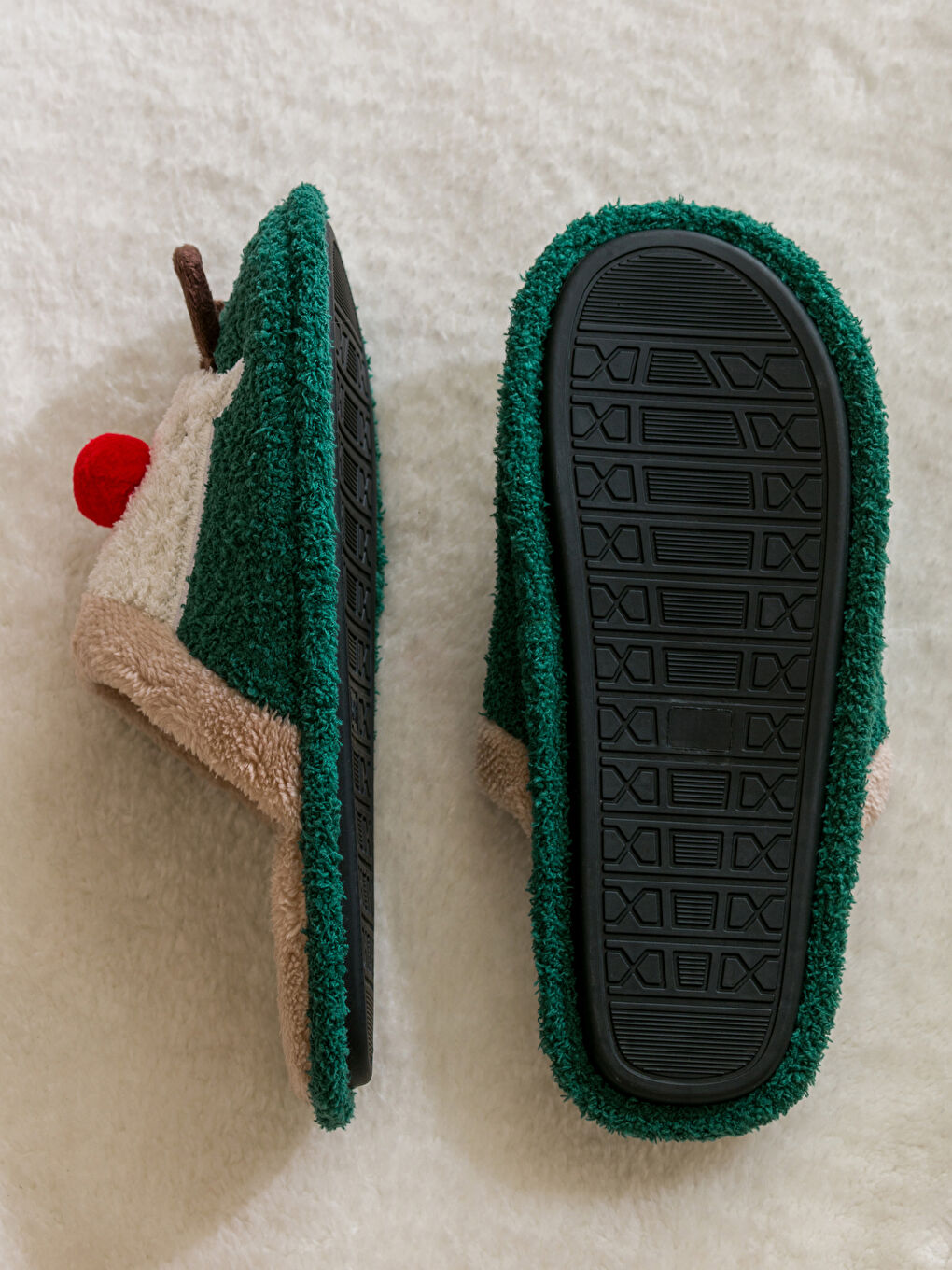 LCW STEPS Deer Appliqued Plush Men's Home Slippers -W4I430Z8-TPS