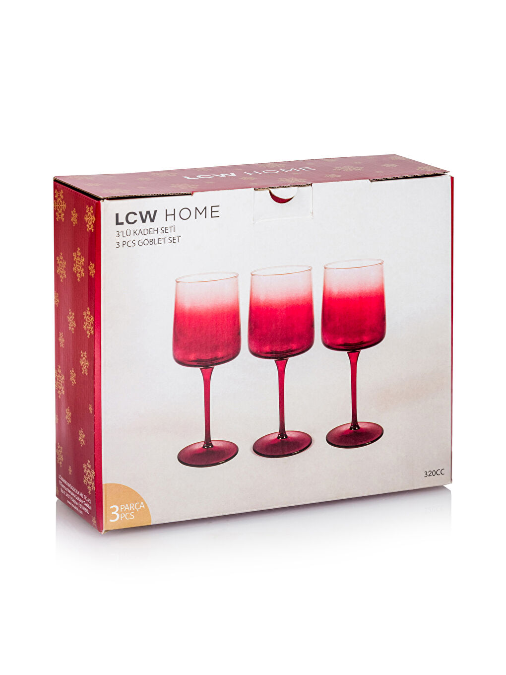 LCW HOME Kırmızı Cam Ayaklı Su Bardağı Seti 3'lü 320 Ml - 3