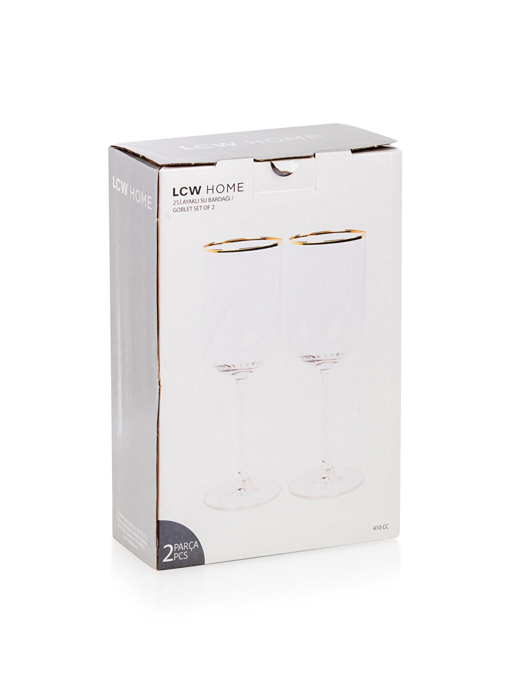 LCW HOME Şeffaf Cam Ayaklı Su Bardağı Seti 2'li 410 Ml - 3