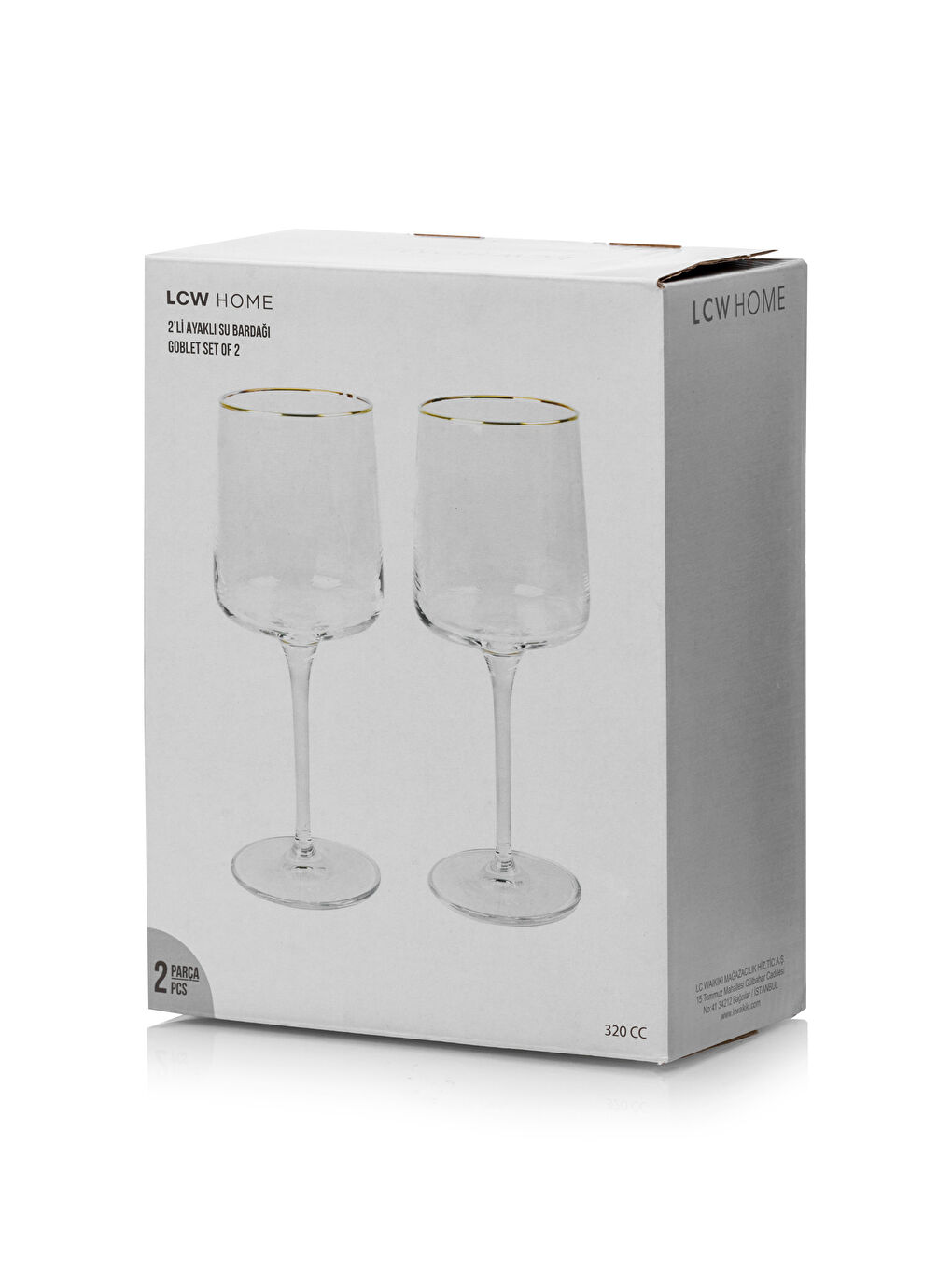 LCW HOME Renksiz Cam Ayaklı Su Bardağı 2'li 320 Ml - 3