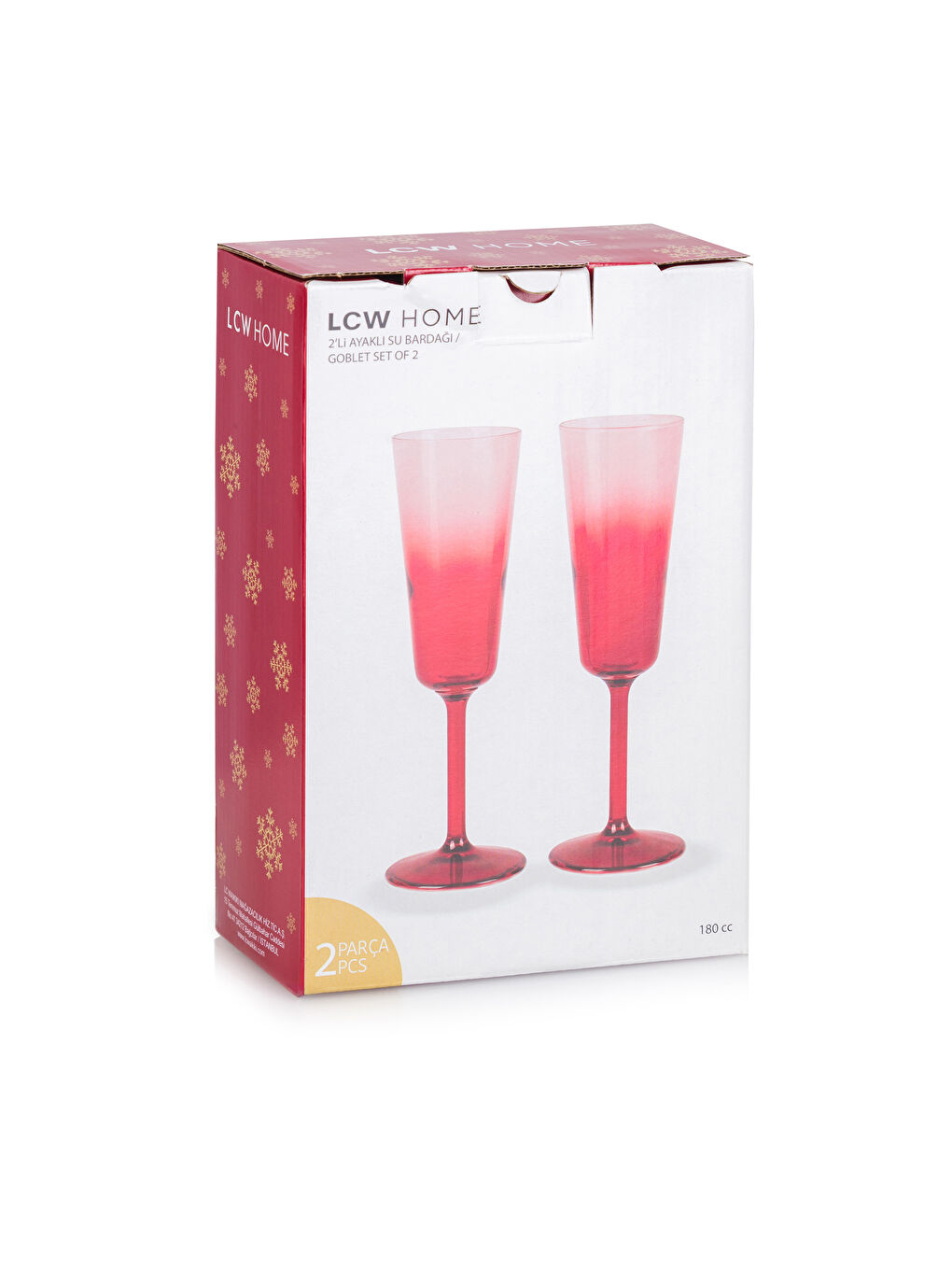 LCW HOME Kırmızı Ayaklı Meşrubat Bardağı 2'li 180 Ml - 3