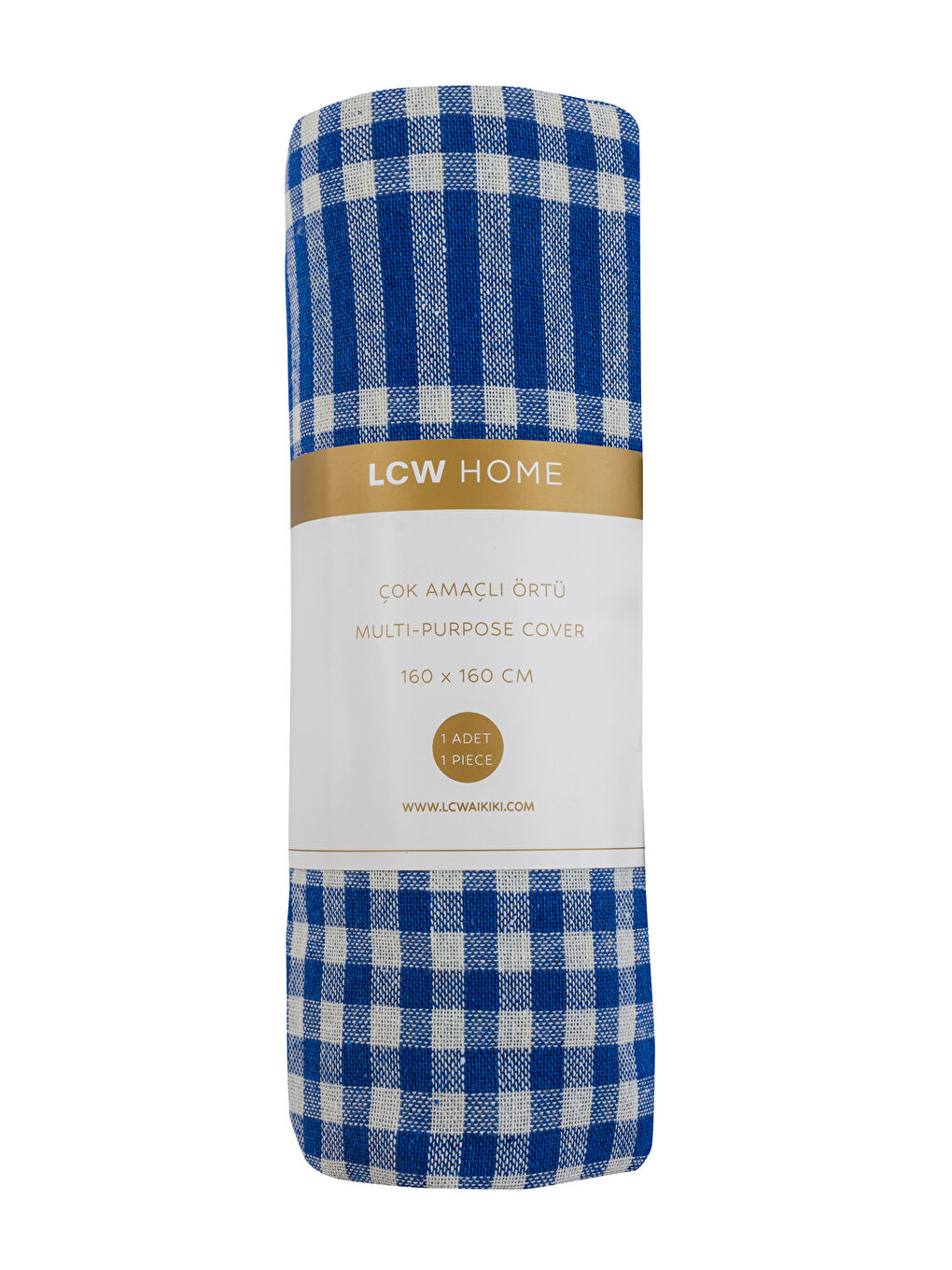 Mavi Dama Desenli Masa Örtüsü 160x160 cm-4