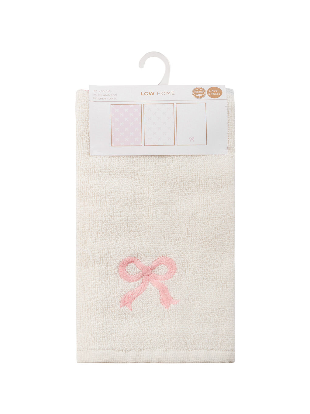 Pembe Fiyonk Nakışlı Kurulama Bezi 3'lü 40x50 cm-4