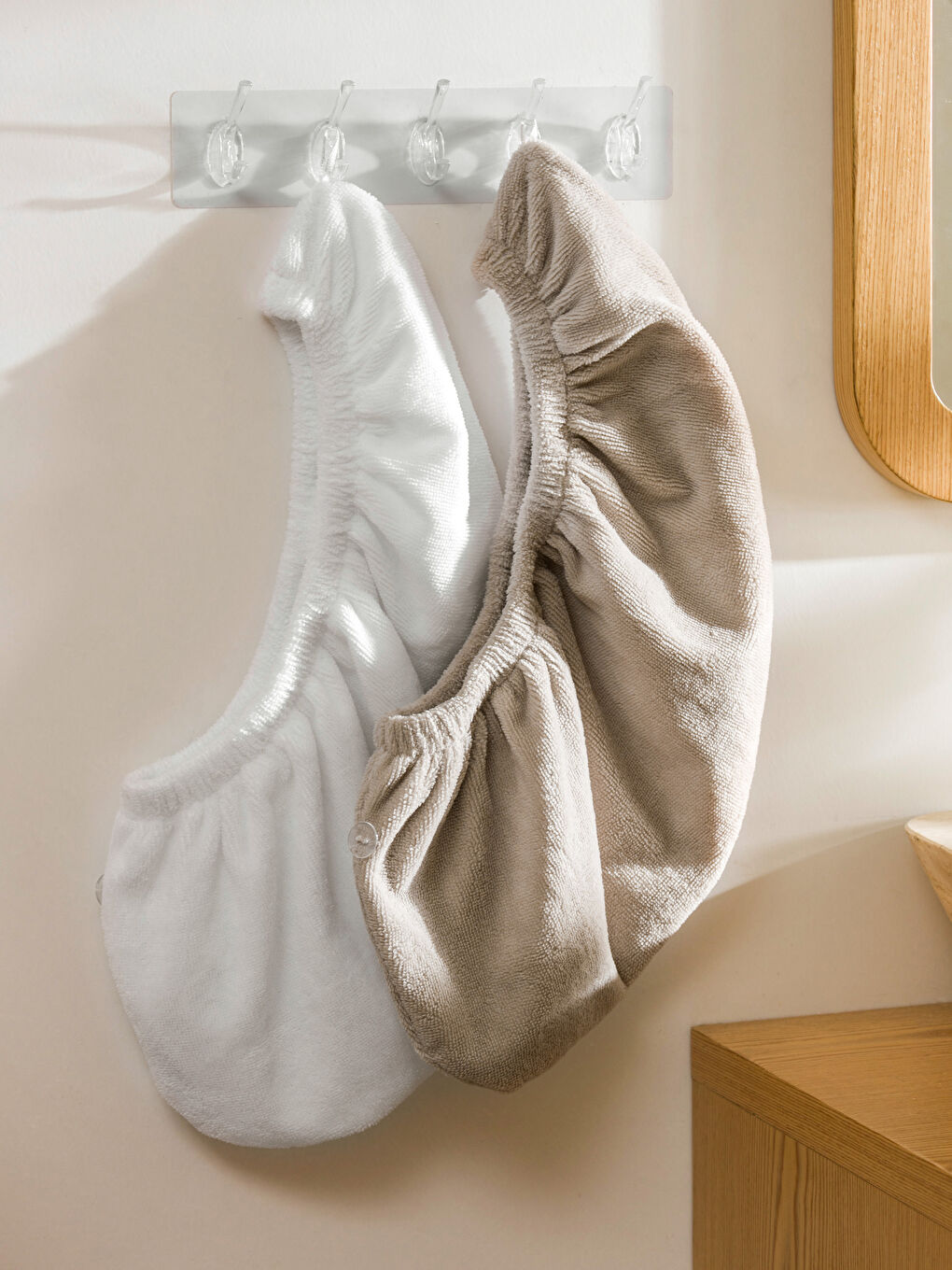 Gri Lastikli Kadın Saç Havlusu 2'li