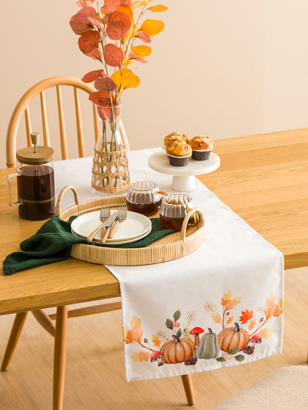 LCW HOME H12 Pumpkin Printed Table Runner 45x150 cm -W55985Z8-F9C