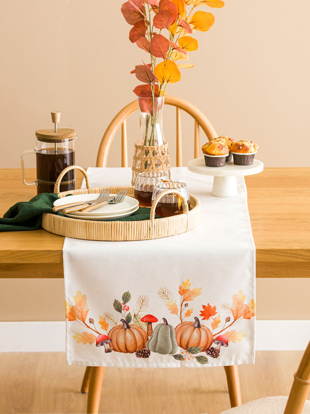 LCW HOME H12 Pumpkin Printed Table Runner 45x150 cm -W55985Z8-F9C