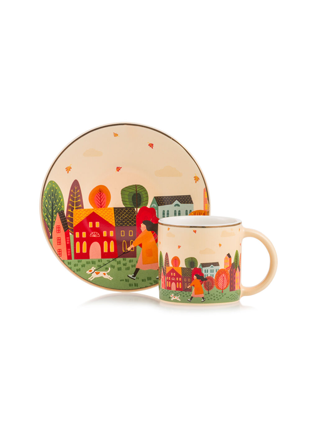 Printed 2-Person Porcelain Coffee Cup Set 90 ml-4