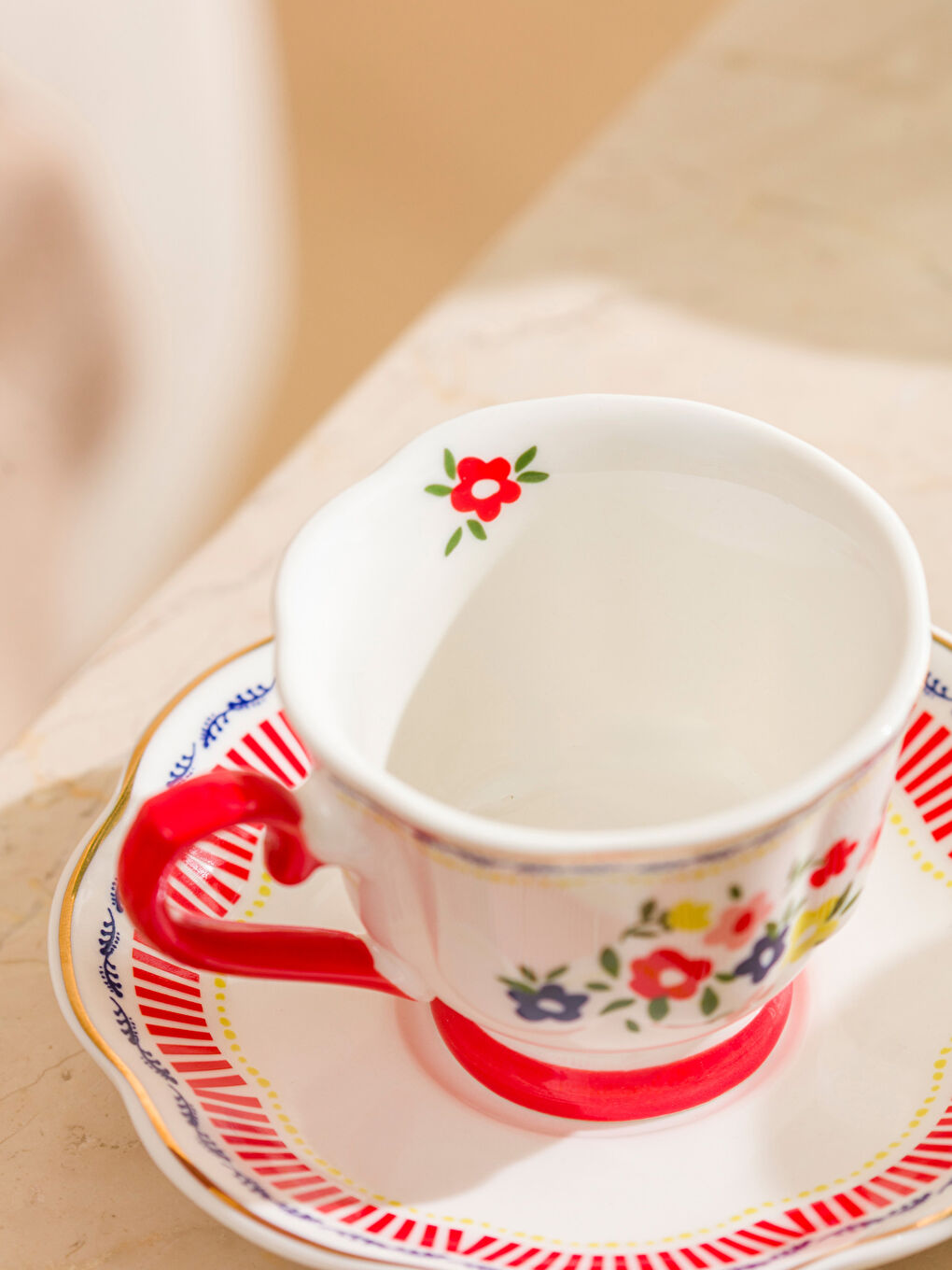 Karışık Çiçek Baskılı 2 Kişilik Porselen Kahve Fincan Takımı 90 ml-2