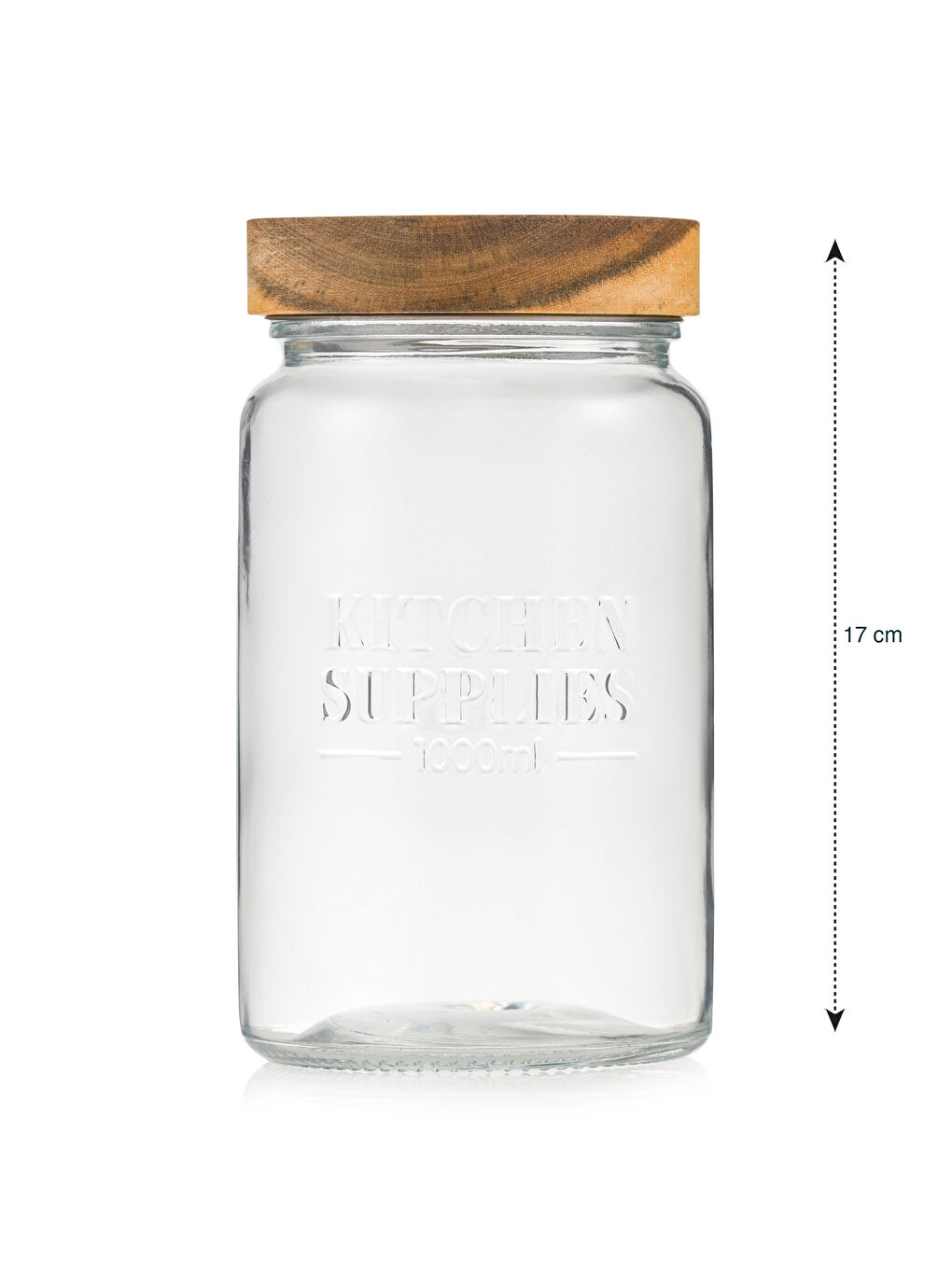 LCW HOME Wooden Lid Glass Jar 1000 ml -W56377Z8-Q57
