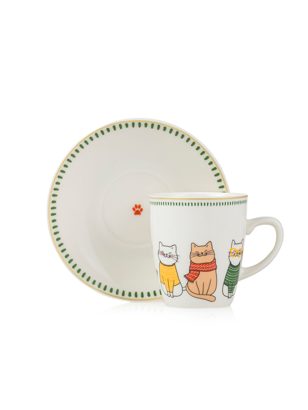 Karışık Baskılı 6 Kişilik Porselen Kahve Fincan Takımı 90 ml-4