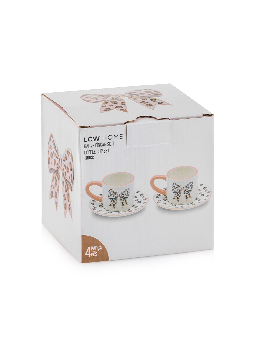 Karışık Fiyonk Desenli İki Kişilik Seramik Kahve Fincan Takımı 100 ml-3