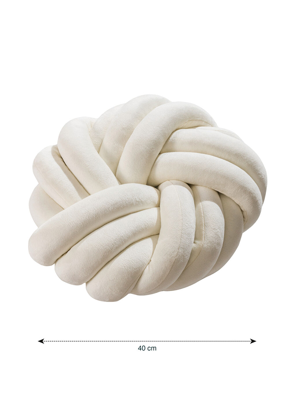 Ekru Büzgü Detaylı Kırlent 40 cm-2