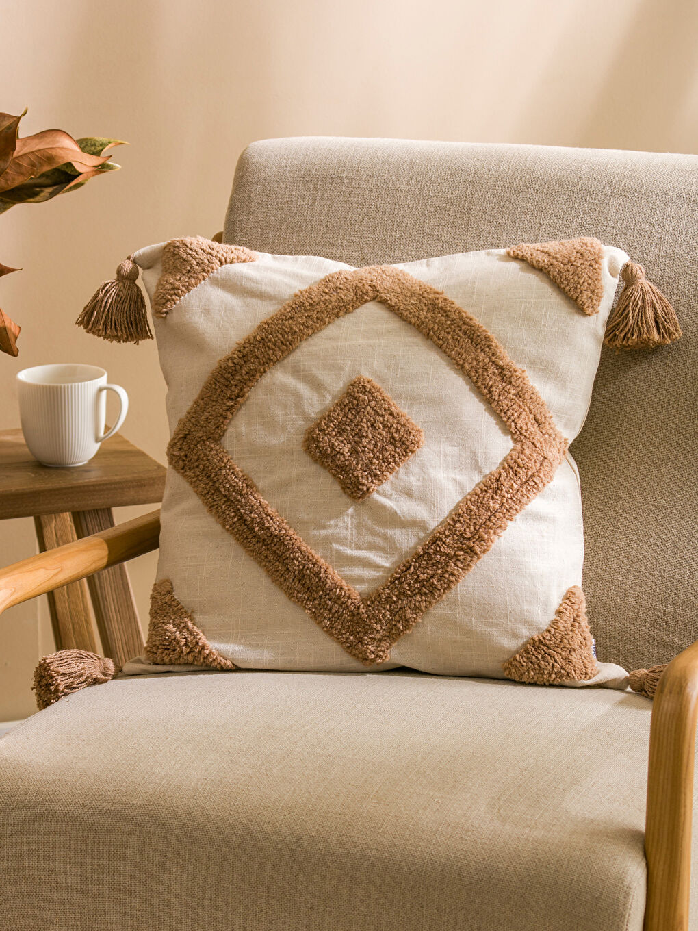 LCW HOME Tasseled Cushion Cover 45x45 cm -W57123Z8-LQB