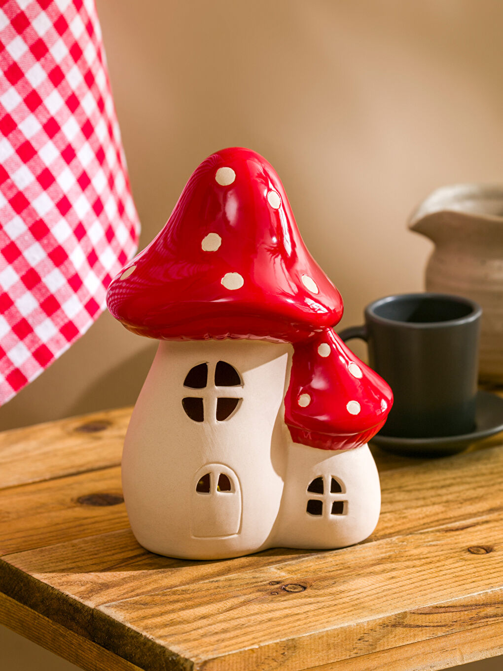 Ekru Mantar Figürlü Dekoratif Led Işık 20 cm-1