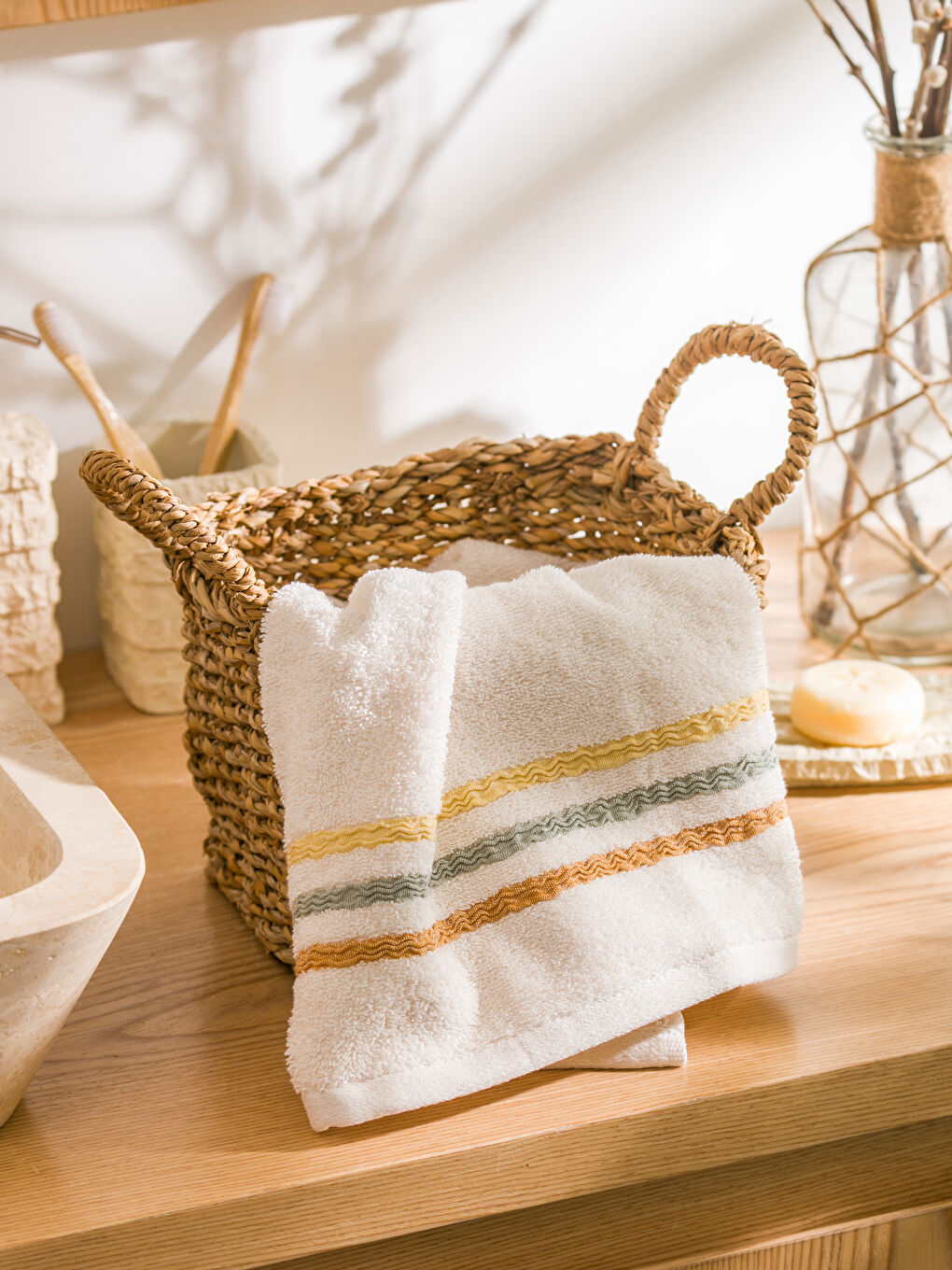 LCW HOME Striped Face Towel 50x80 Cm -W58329Z8-V7F