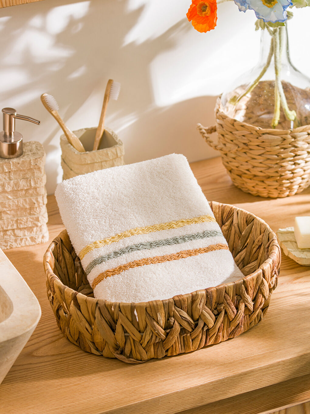 LCW HOME Striped Face Towel 50x80 Cm -W58329Z8-V7F