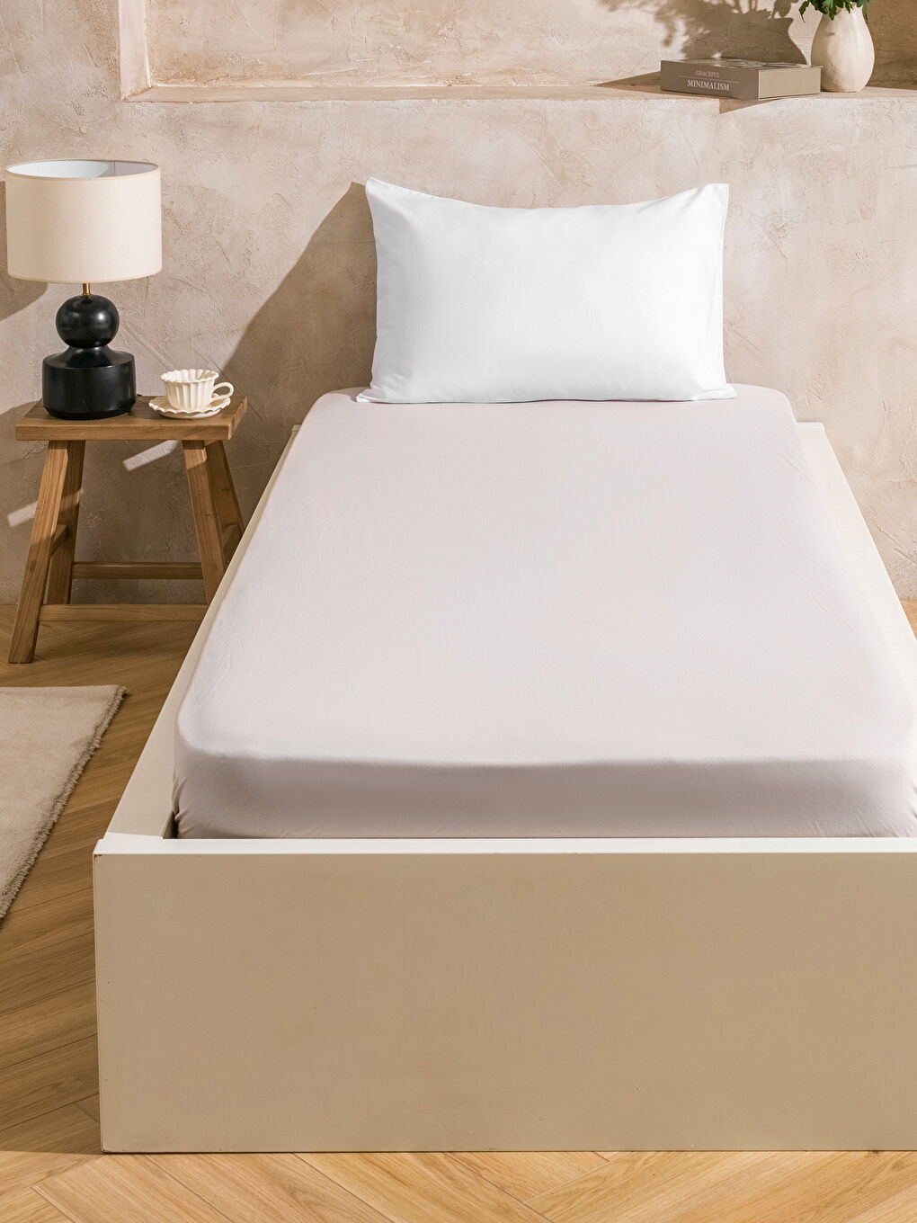 LCW HOME Plain Single Fitted Bed Sheet -W58418Z8-D2Y