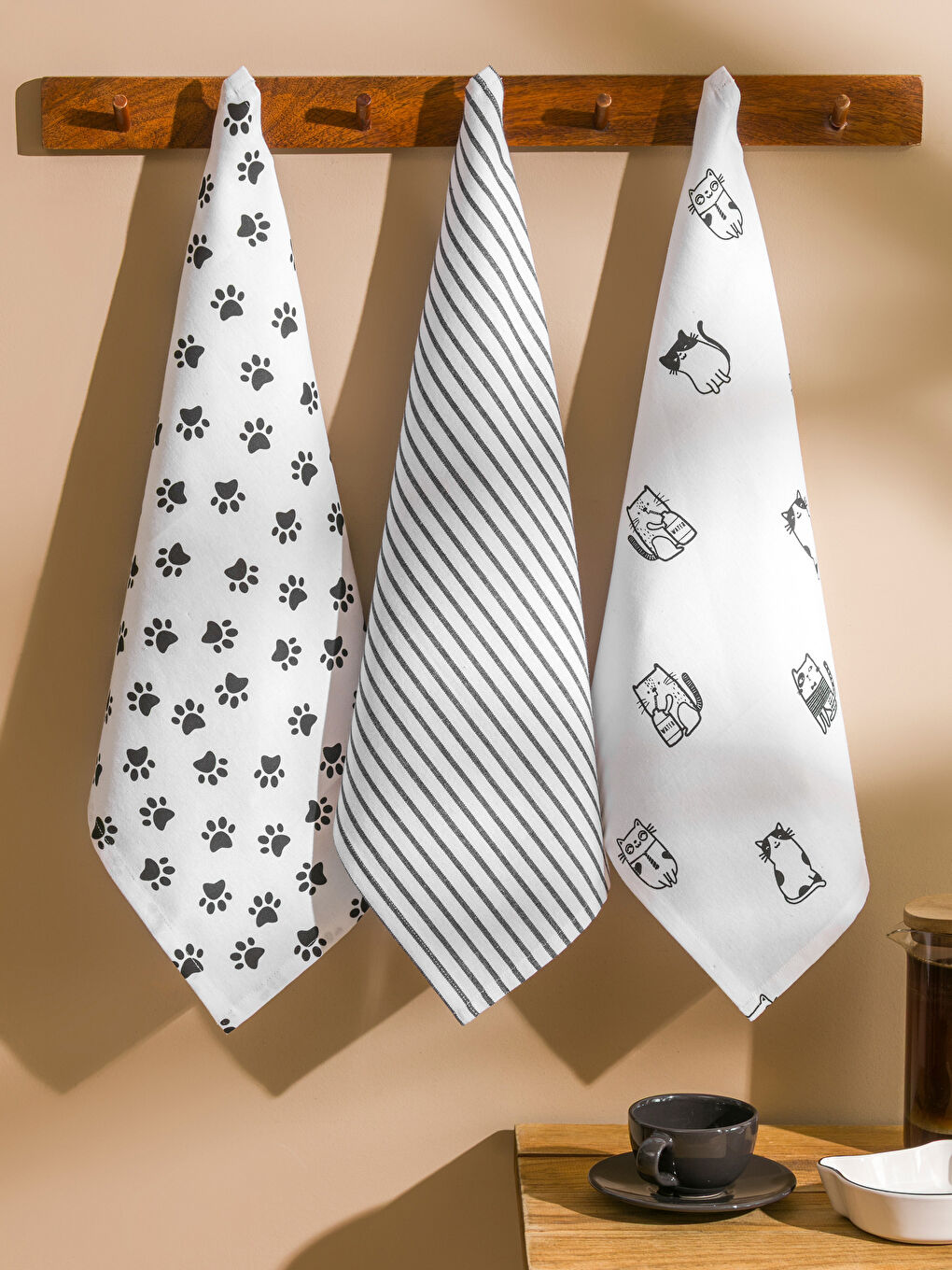 Cat Printed Tea Towel 3-packs 40x50 cm