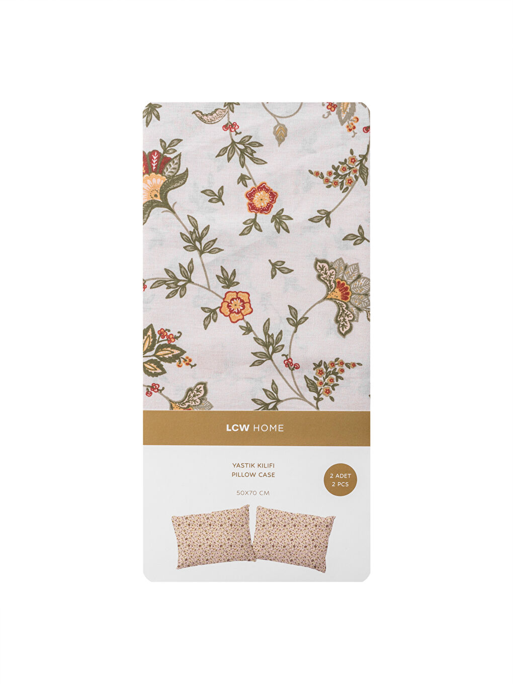 LCW HOME Μαξιλαροθήκη Με Φλοράλ Σχέδια 2-Πακέτα 50x70 cm -W58697Z8-F9C
