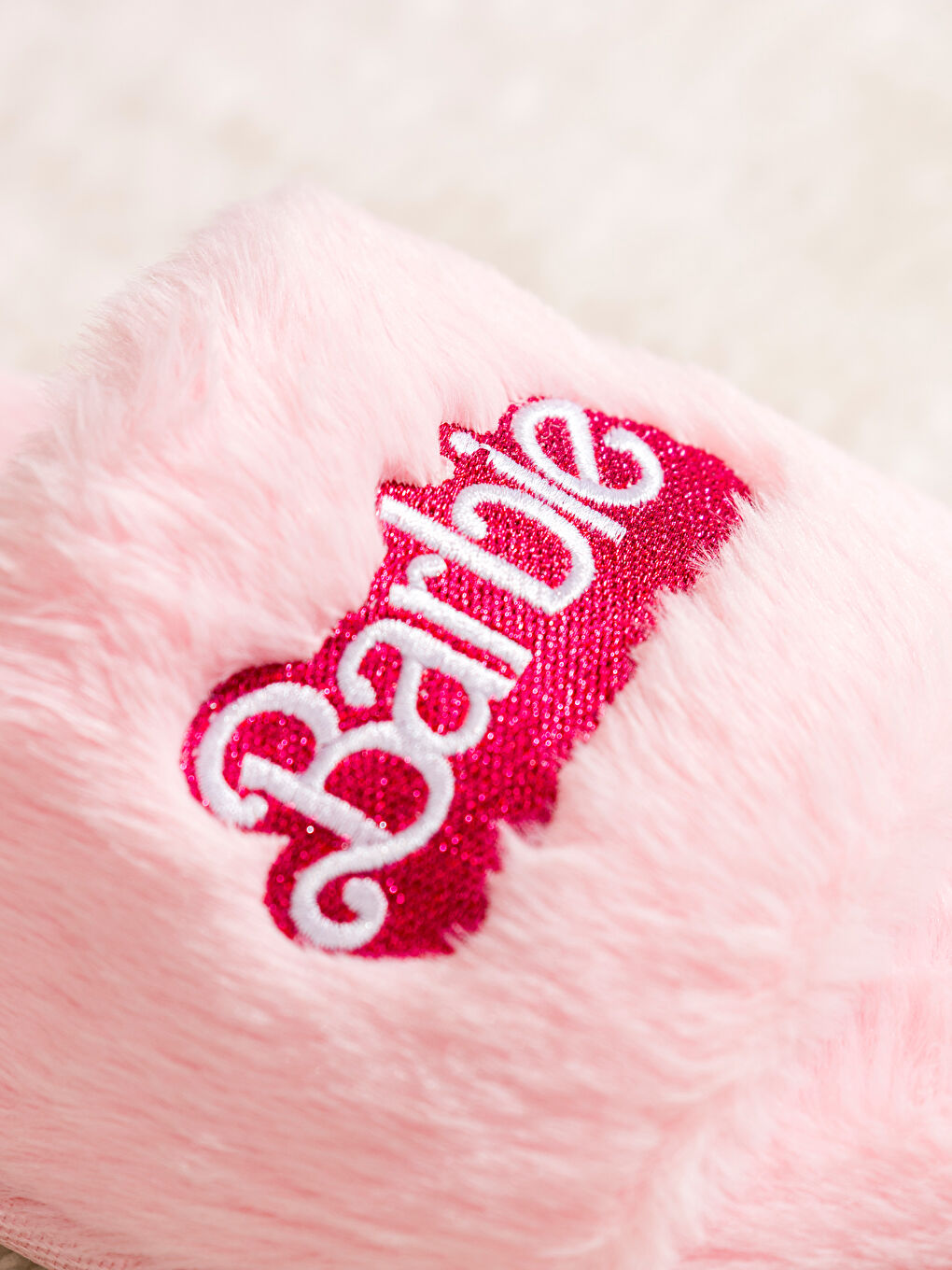 LCW HOME Barbie Embroidered Plush Women's Home Slippers -W59047Z8-JH4