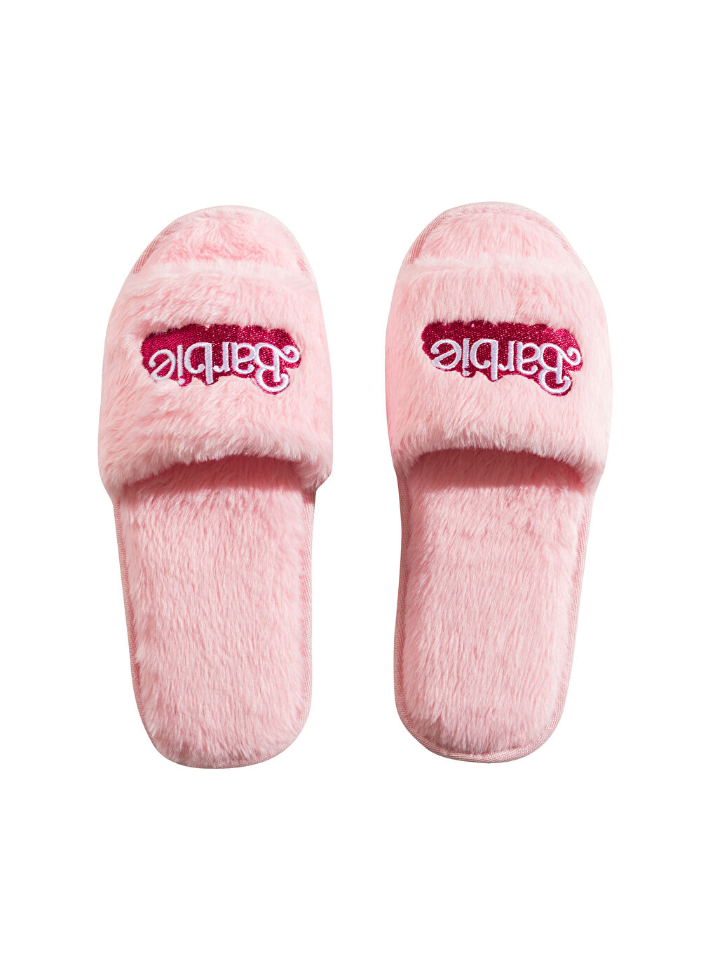 LCW HOME Barbie Embroidered Plush Women's Home Slippers -W59047Z8-JH4