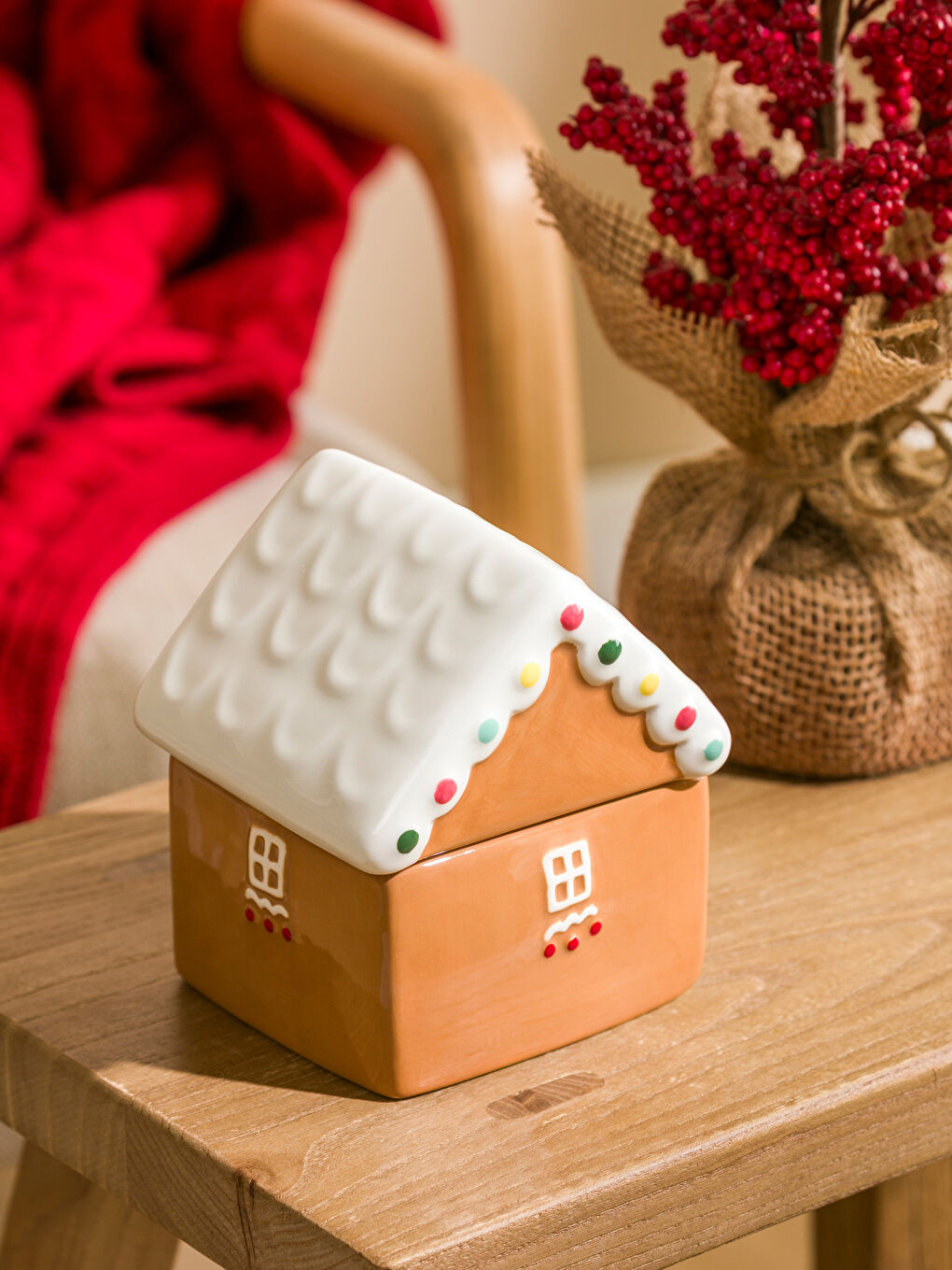 Kahverengi Kurabiye Ev Seramik Saklama Kabı-1