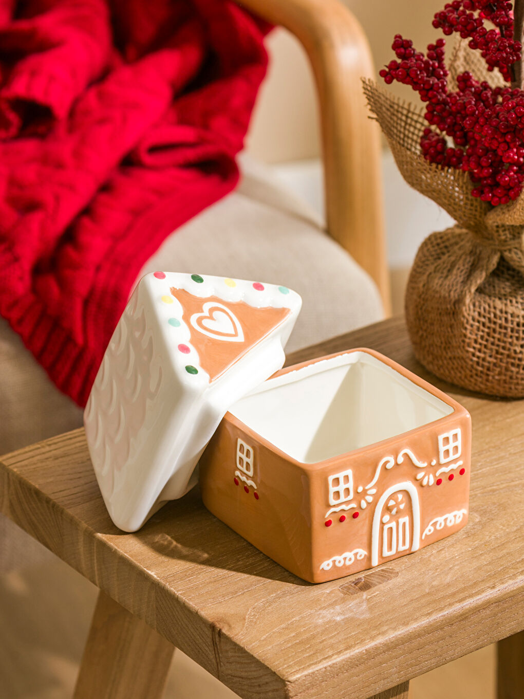 Kahverengi Kurabiye Ev Seramik Saklama Kabı-2