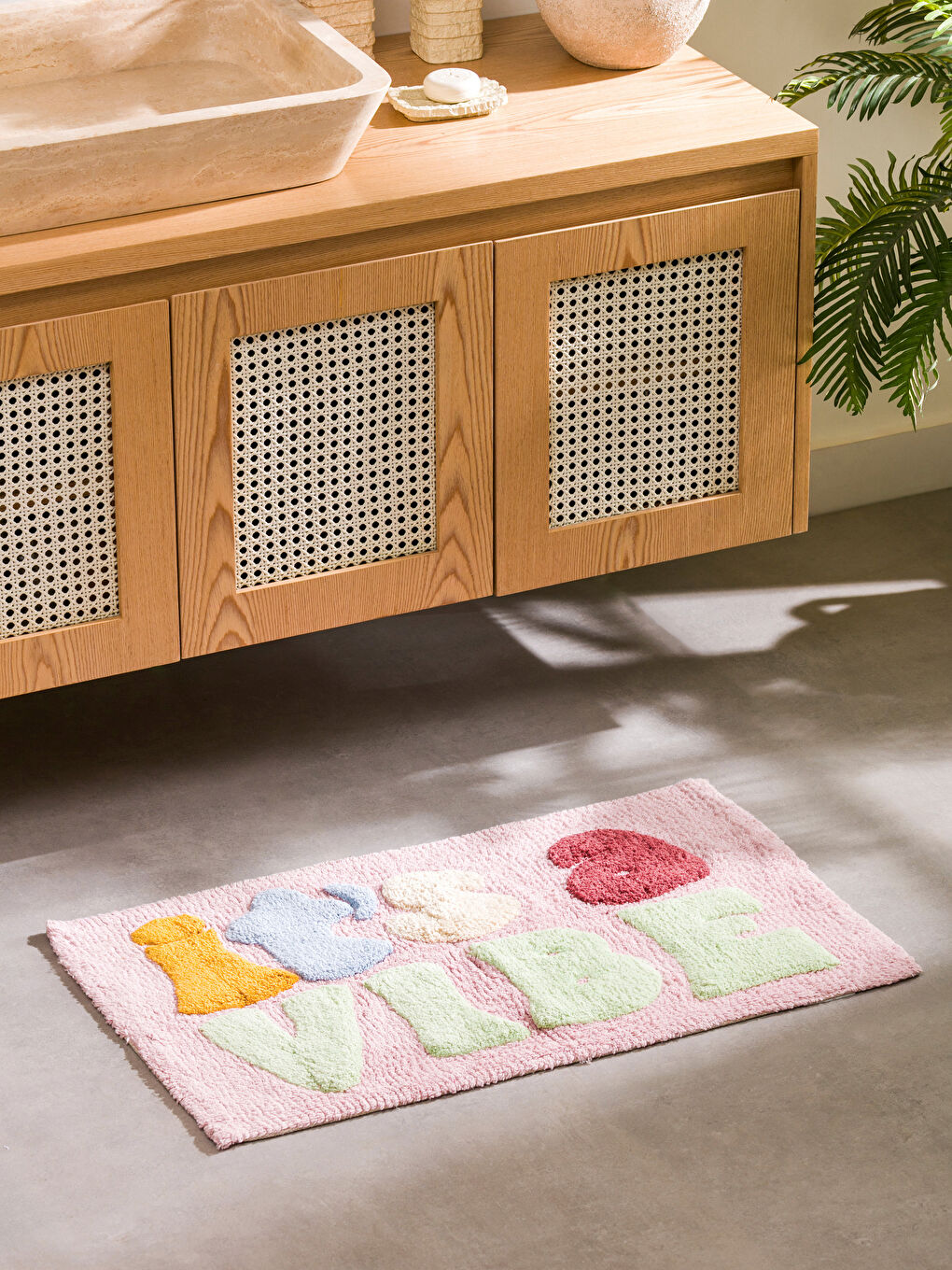 LCW HOME Embroidered Text Bath Mat 50x80 cm -W59797Z8-F9C