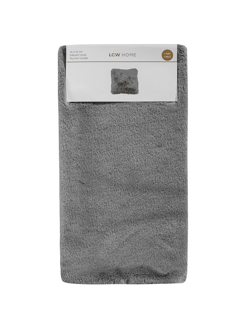 Gri Kürklü Kırlent Kılıfı 45x45 cm-4