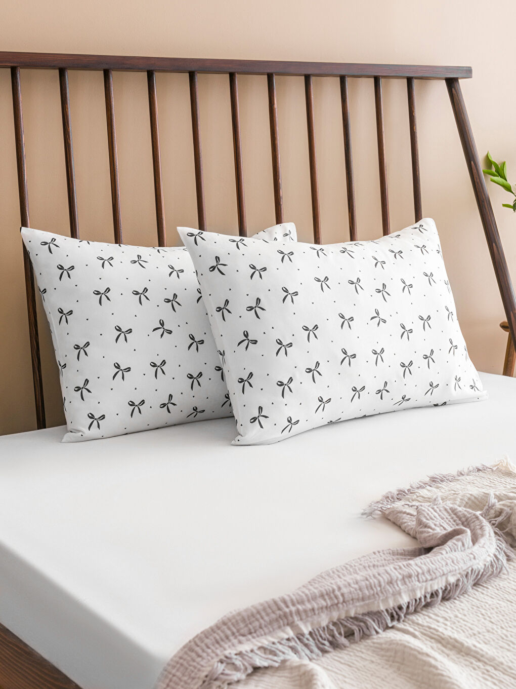 LCW HOME Bow Print Pillowcase 2 Pack 50x70 cm -W5AJ77Z8-LQJ