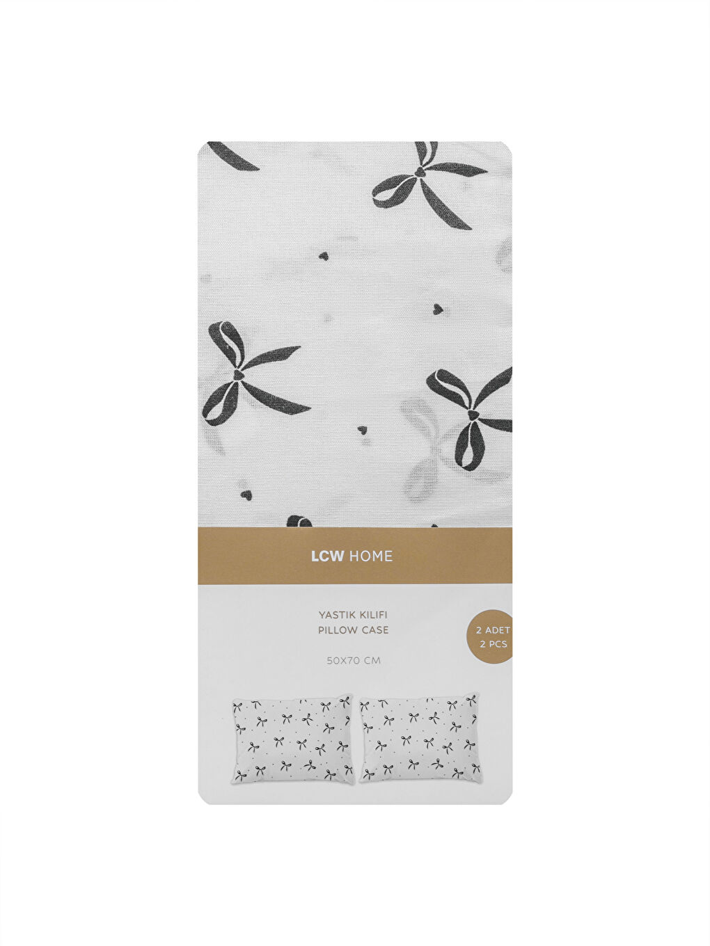 LCW HOME Bow Print Pillowcase 2 Pack 50x70 cm -W5AJ77Z8-LQJ