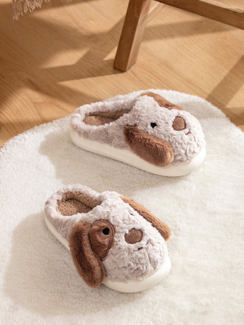 Dog Figure Plush Women's Home Slippers-1