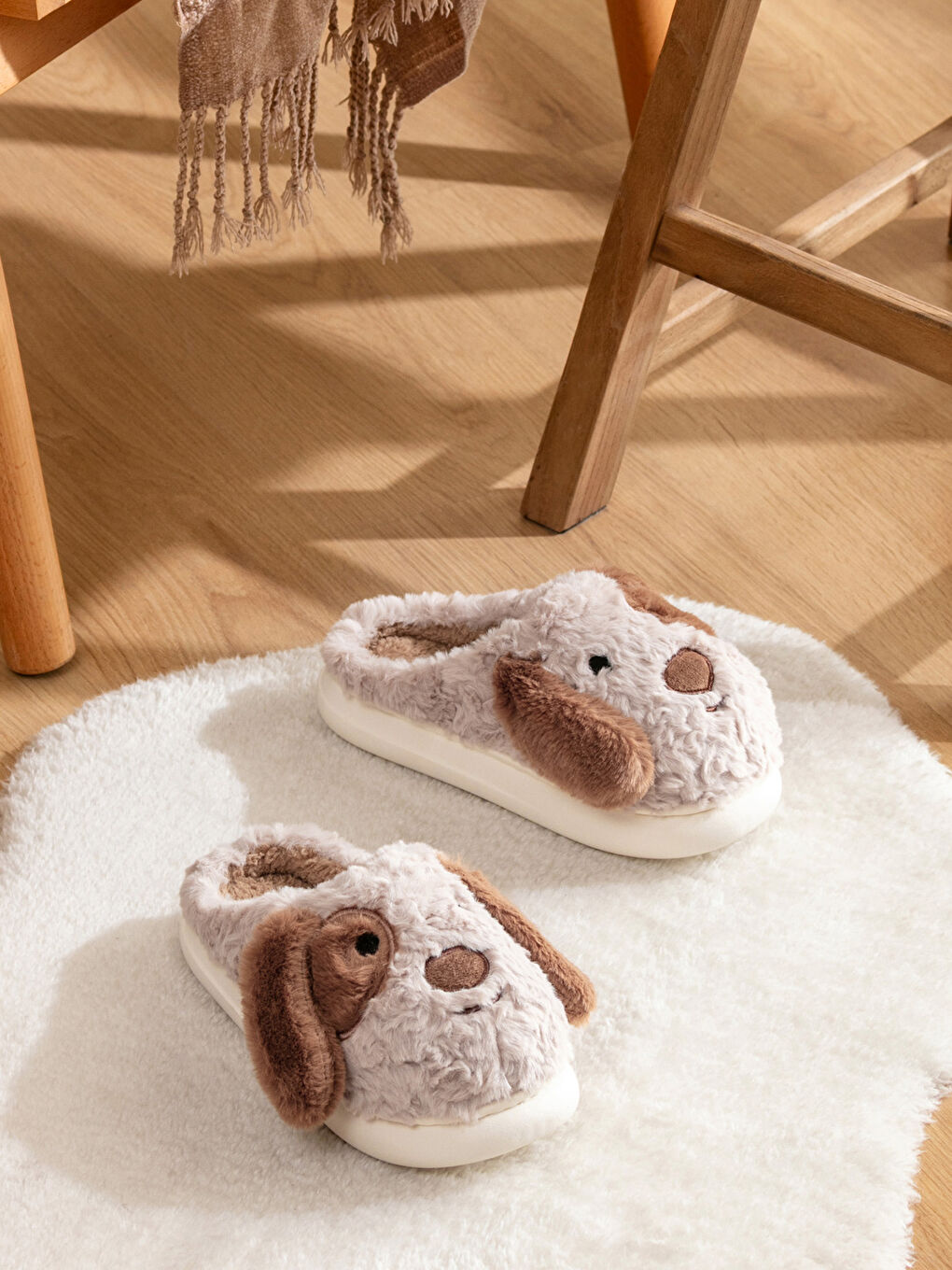 Dog Figure Plush Women's Home Slippers