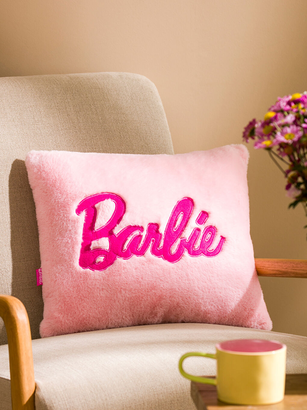 LCW HOME Barbie Embroidered Plush Cushion 35x45 cm -W5AU14Z4-JH4