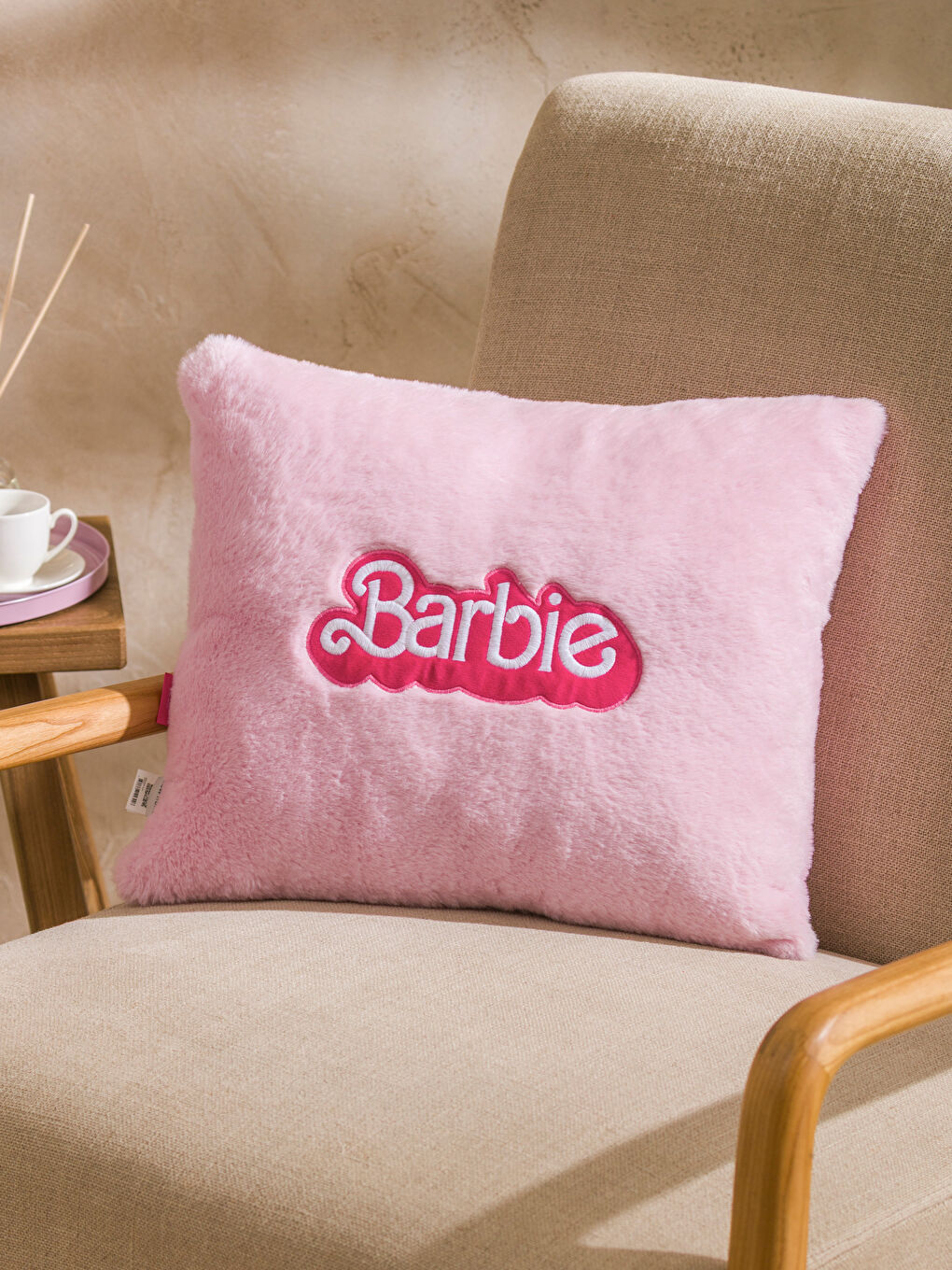 LCW HOME Barbie Embroidered Plush Cushion 35x45 cm -W5AU14Z4-JH4