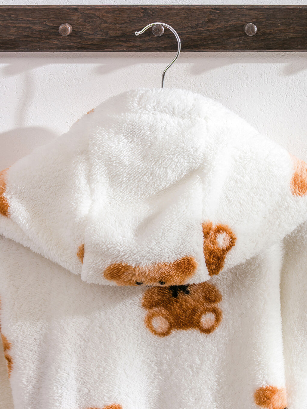 Bej Ayı Teddy Baskılı Kadın Sabahlık-3