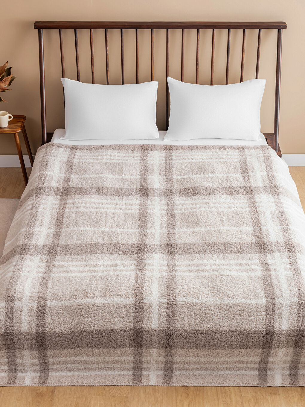 Bej Çift Kişilik Battaniye 200x220 cm-1