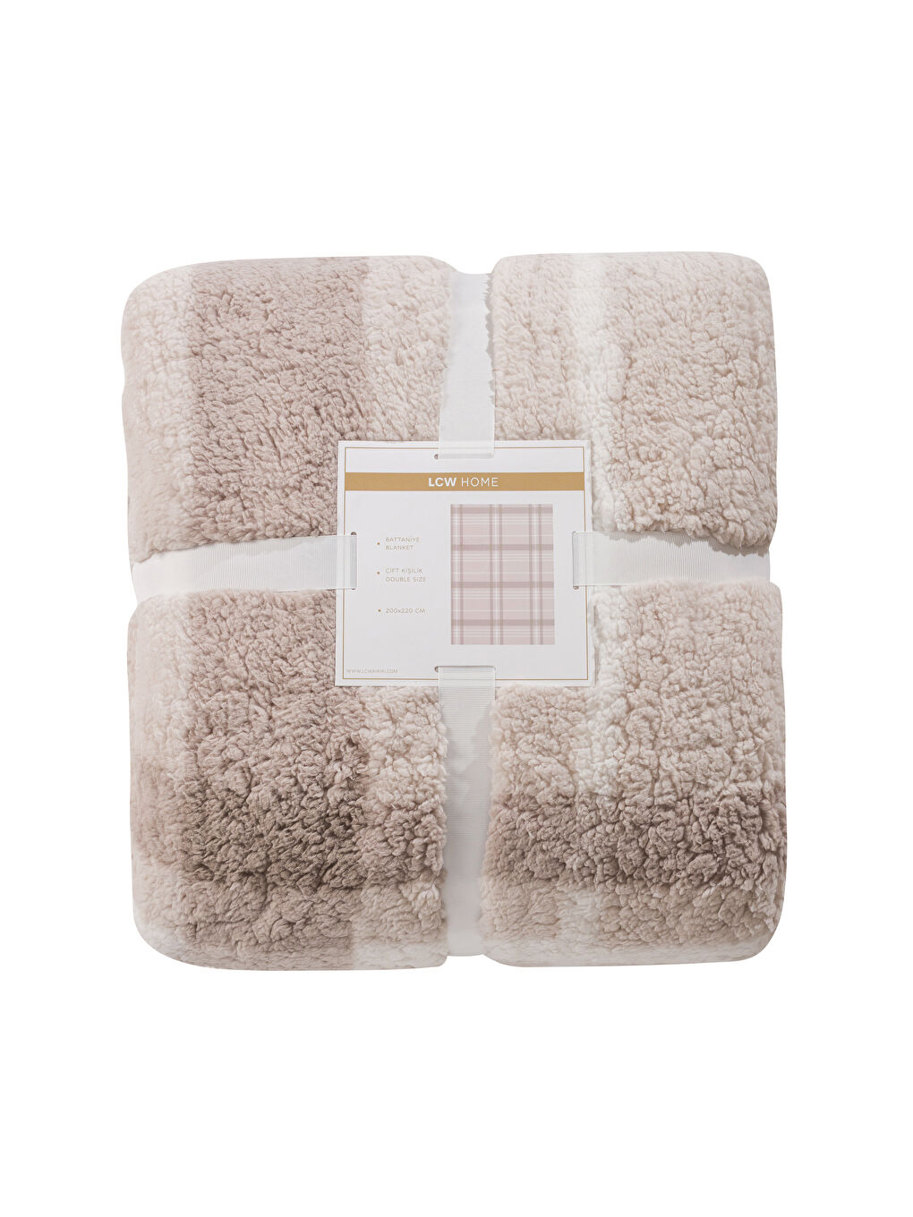 Bej Çift Kişilik Battaniye 200x220 cm-4
