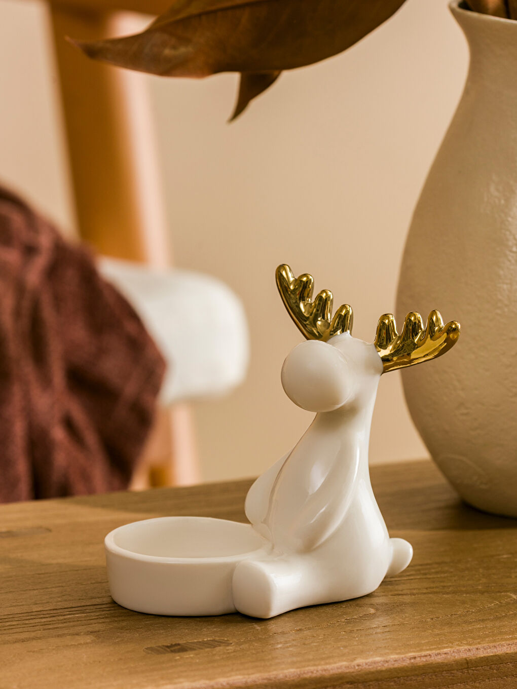 Deer Figured Ceramic Candle Holder 10 cm-1