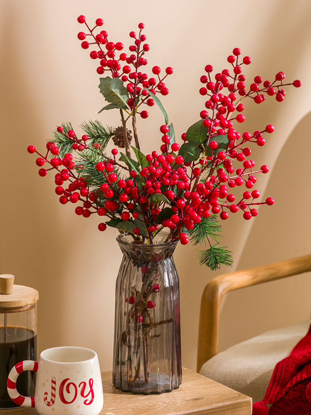 Gri Dekoratif Cam Vazo 24 cm