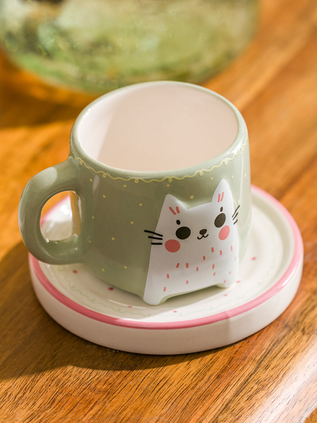 Karışık Kedi Baskılı 2 Kişilik Seramik Kahve Fincan Takımı 80 ml-1