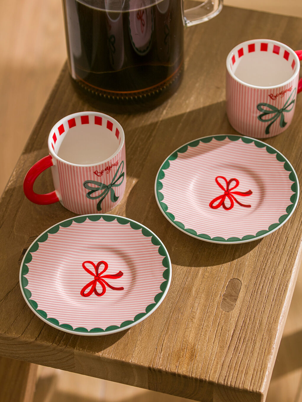 Karışık Fiyonk Baskılı 2 Kişilik Porselen Kahve Fincan Takımı 100 ml-1