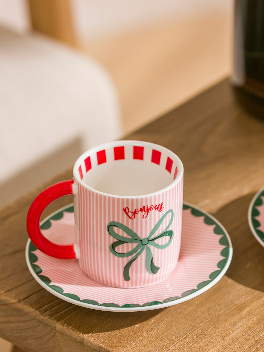 Karışık Fiyonk Baskılı 2 Kişilik Porselen Kahve Fincan Takımı 100 ml-2