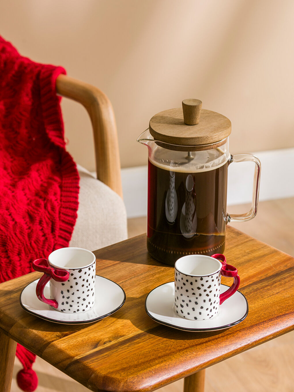 Karışık Çizgi Desenli 2 Kişilik Porselen Kahve Fincan Takımı 90 ml