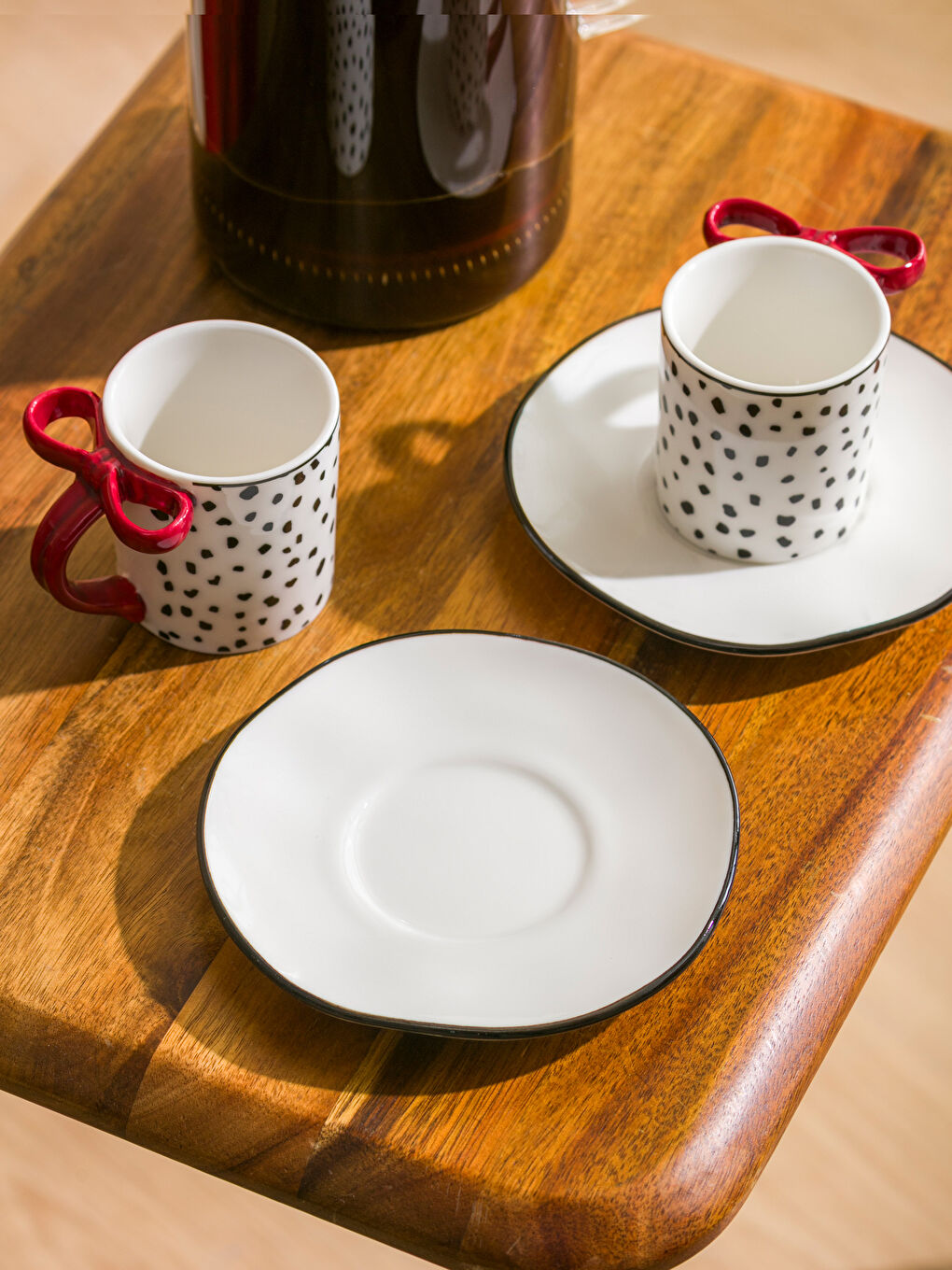 Karışık Çizgi Desenli 2 Kişilik Porselen Kahve Fincan Takımı 90 ml-2