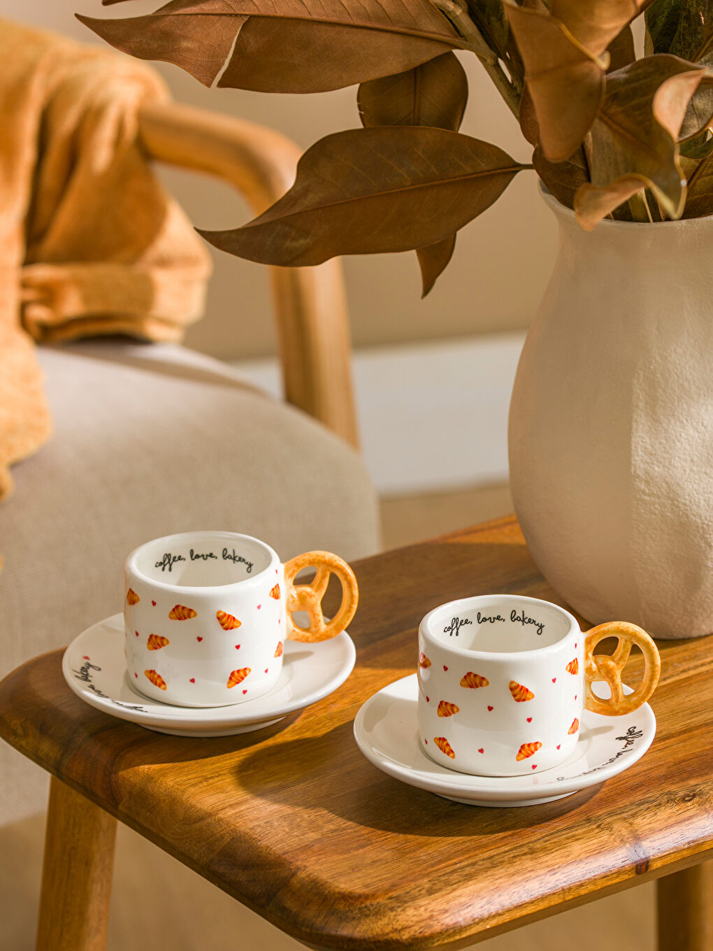 Karışık Baskılı 2 Kişilik Porselen Kahve Fincan Takımı 100 ml