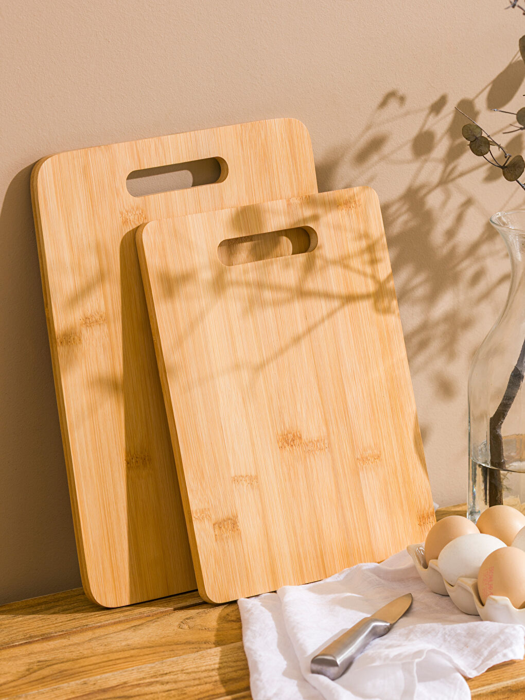 Kahverengi Ahşap Kesme Tahtası 2'li