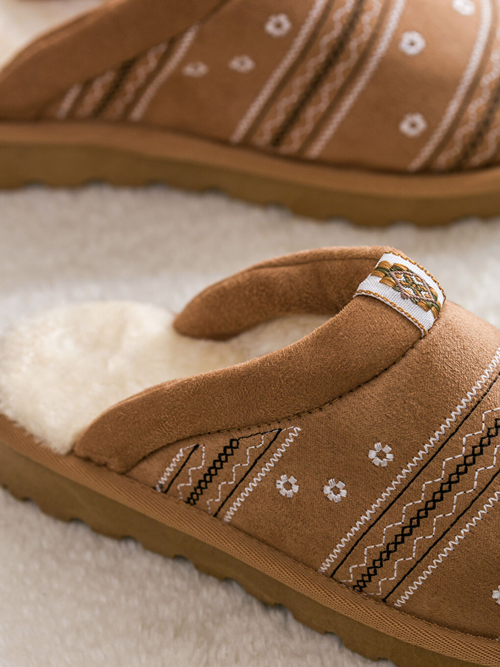 Женские домашние тапочки с меховой отделкой-2