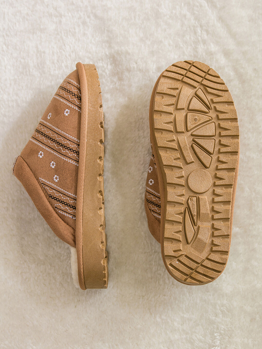 Женские домашние тапочки с меховой отделкой-3